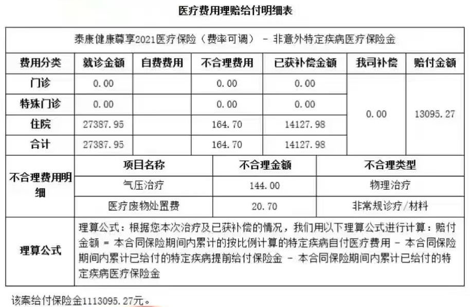 泰康重疾+醫療保險理賠案例